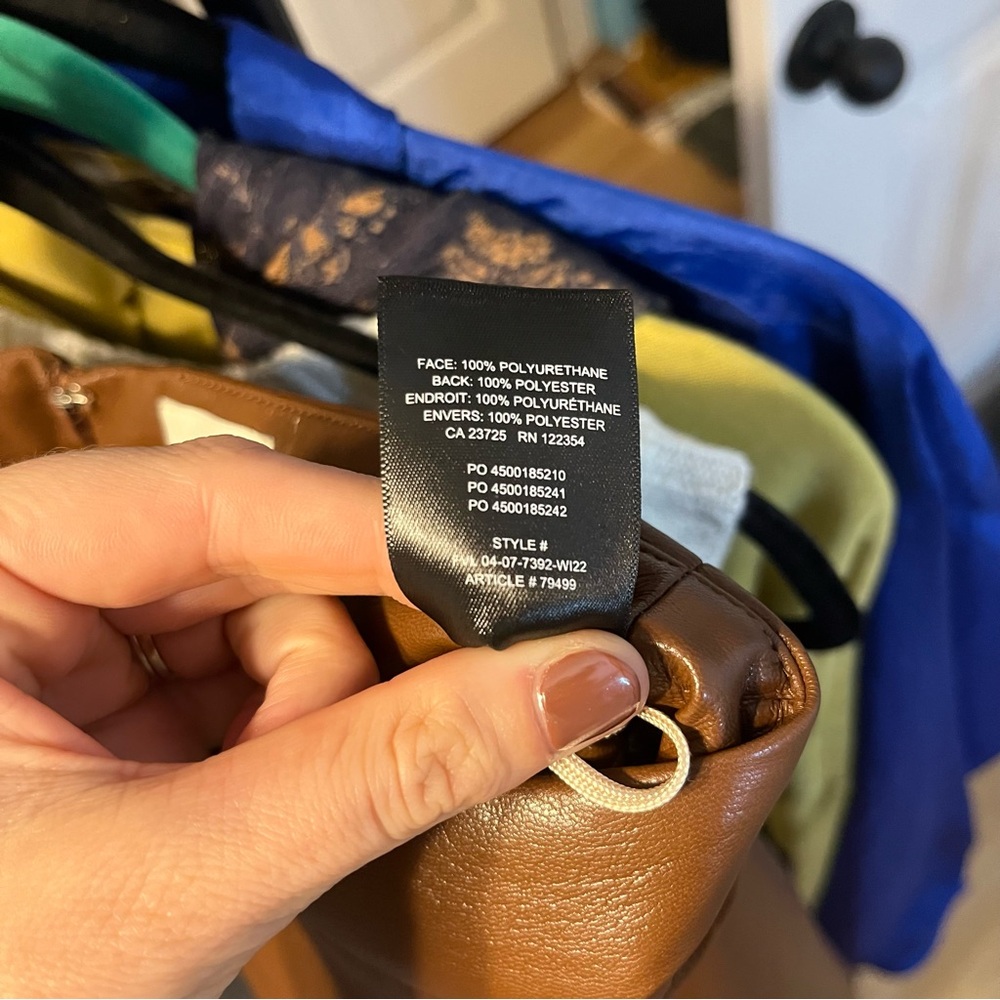 Aritzia Wilfred Brown Vegan Leather Mini Skirt Size 2 - Picture 4 of 5